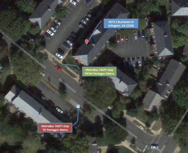 MetroBus stop from and to Pentagon Metro